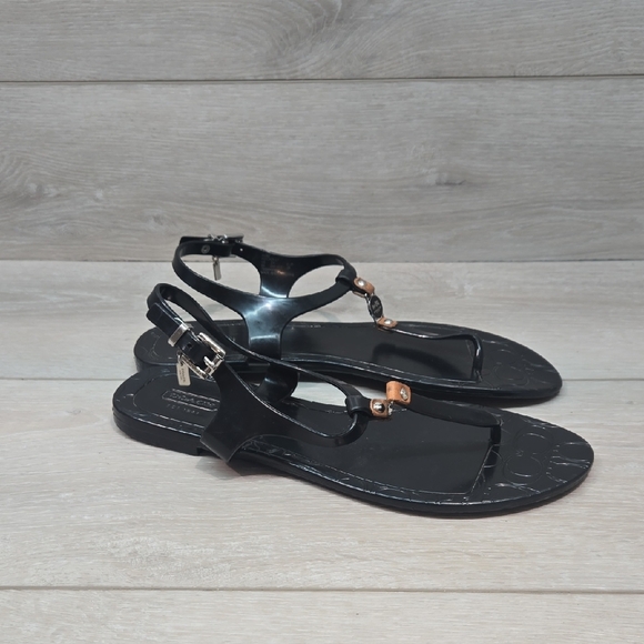 Coach Piccadilly Jelly Hard Rubber Women's Sandals Thong Slide Beach Shoes Sz 8B - Picture 1 of 11